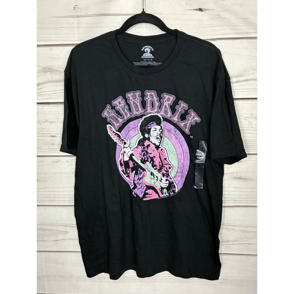 Authentic Hendrix Jimi Hendrix Graphic T-Shirt Black Purple Pink‎ Large New